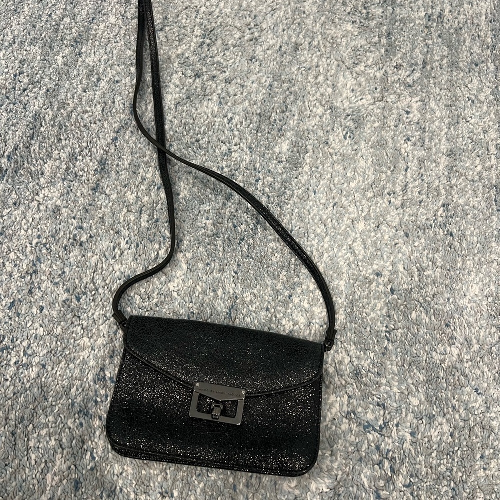Marc Jacobs Metallic Leather Jane at The Disco Crossbody Bag Clutch Black